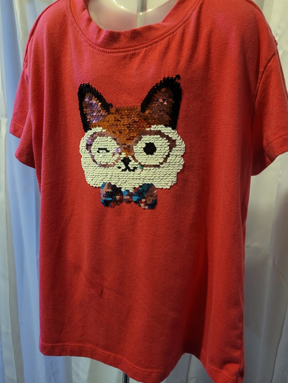 Cat & Jack Pink Short Sleeve Tee with Sequin Owl